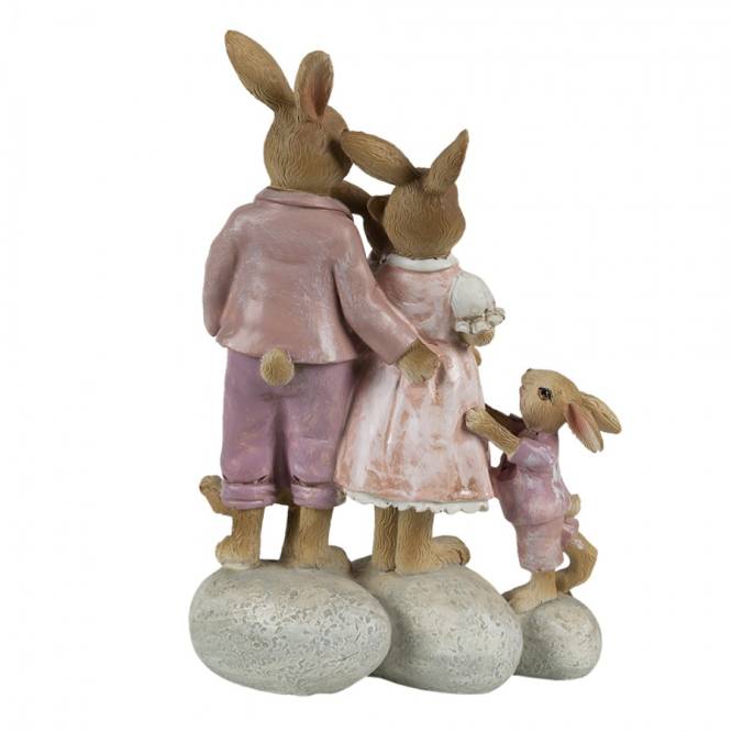 Decoratiune Paste Familie de Iepurasi pe pietre polirasina 18 cm