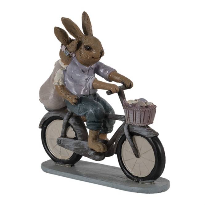 Decoratiune Paste iepurasi pe bicicleta 14x5x15 cm