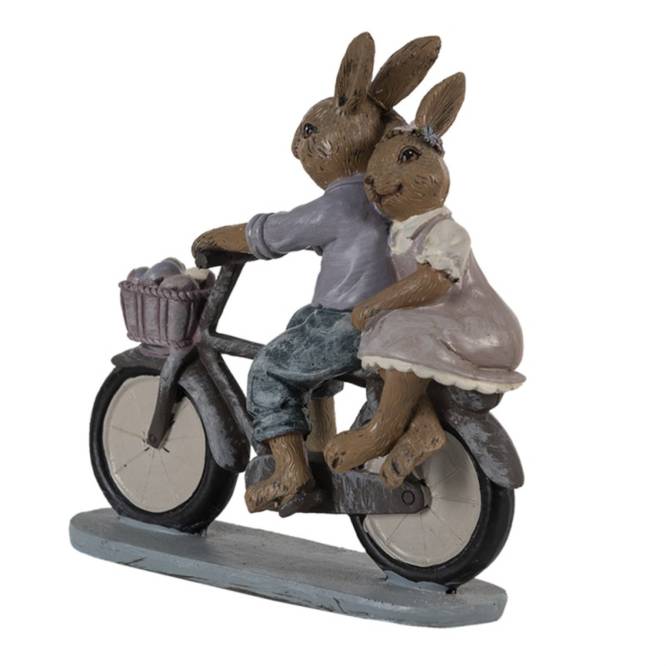 Decoratiune Paste iepurasi pe bicicleta 14x5x15 cm