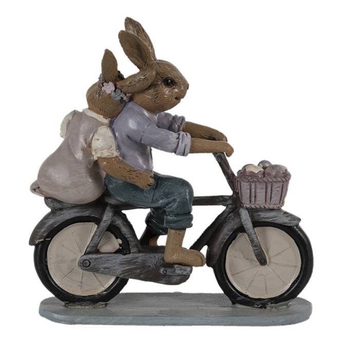 Decoratiune Paste iepurasi pe bicicleta 14x5x15 cm
