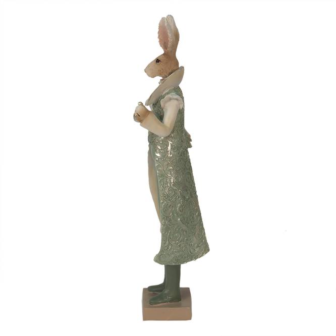 Decoratiune Pasti, iepuras in costum elegant verde, 33 cm