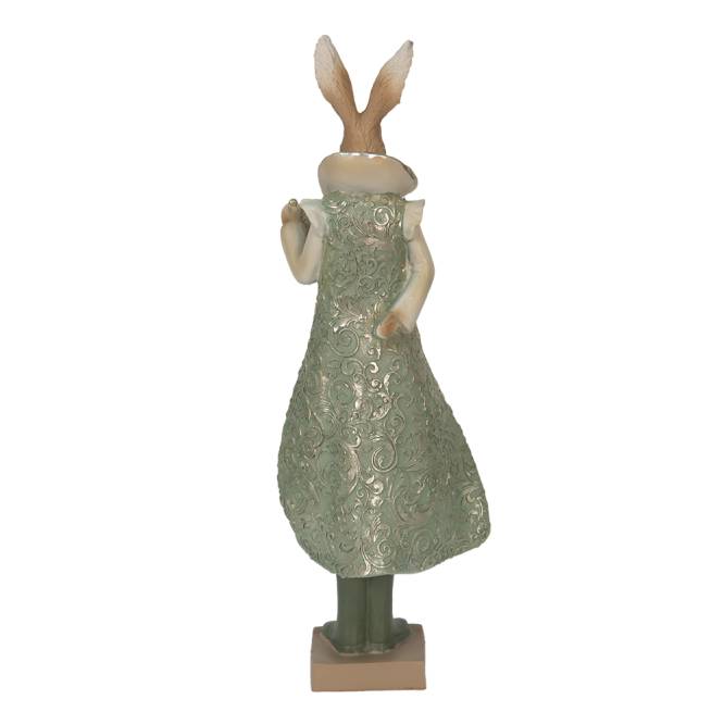Decoratiune Pasti, iepuras in costum elegant verde, 33 cm