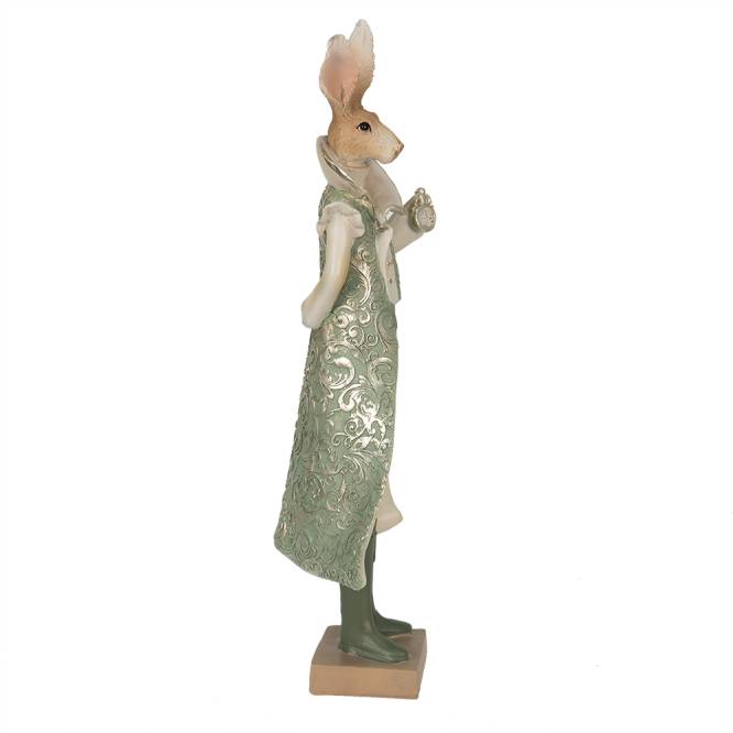 Decoratiune Pasti, iepuras in costum elegant verde, 33 cm