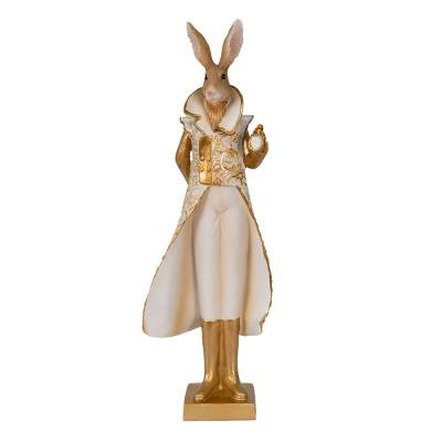 Decoratiune Paste Iepuras elegant auriu polirasina 33 cm