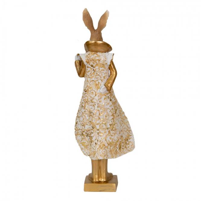 Decoratiune Paste Iepuras elegant auriu polirasina 33 cm