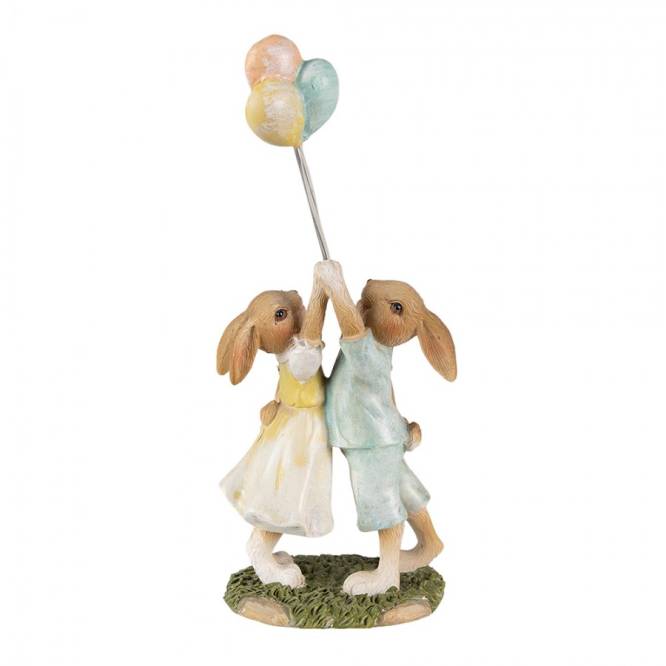 Decoratiune Paste Iepurasi cu baloane polirasina 22 cm