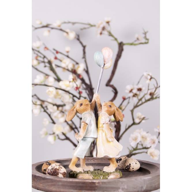 Decoratiune Paste Iepurasi cu baloane polirasina 22 cm