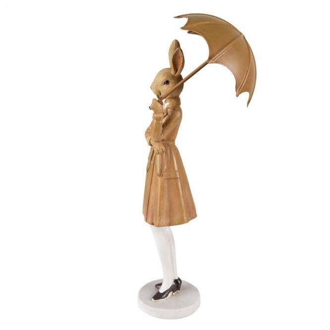 Decoratiune Paste Iepuras domnisoara cu umbrela polirasina 28 cm