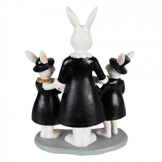 Decoratiune Pasti 3 iepurasi in costume elegante negre 21 cm