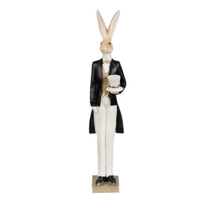 Decoratiune Pasti iepuras in costumas elegant negru 32 cm