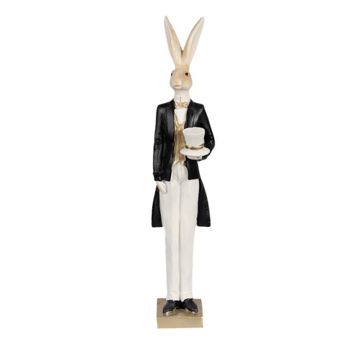 Decoratiune Pasti iepuras in costumas elegant negru 32 cm