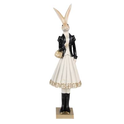 Decoratiune Pasti iepuroaica imbracata elegant 32 cm
