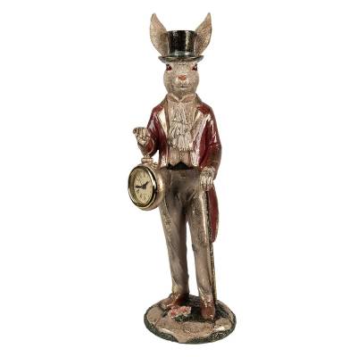 Decoratiune Pasti iepuras cu ceas cu baterie, model antichizat 39 cm
