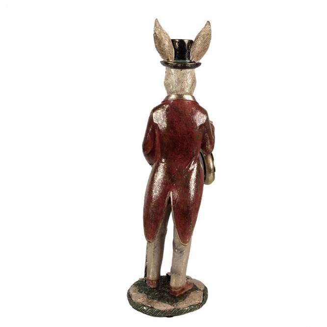 Decoratiune Pasti iepuras cu ceas cu baterie, model antichizat 39 cm