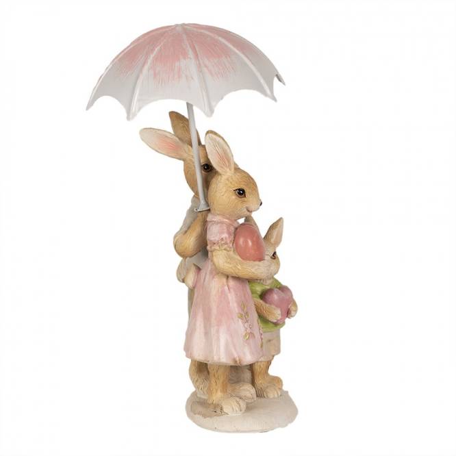 Decoratiune Pasti 3 iepurasi sub umbreluta 19 cm