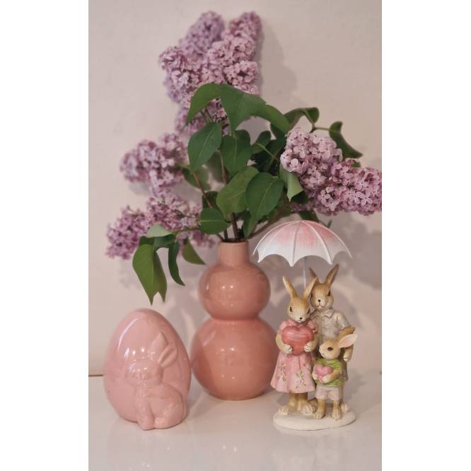 Decoratiune Pasti 3 iepurasi sub umbreluta 19 cm