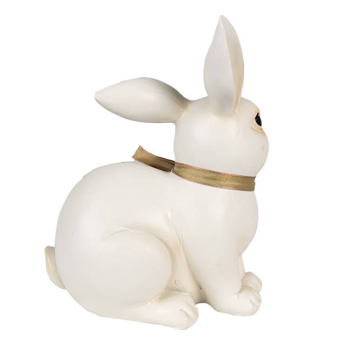 Decoratiune Pasti iepuras alb cu modele florale, 19 cm