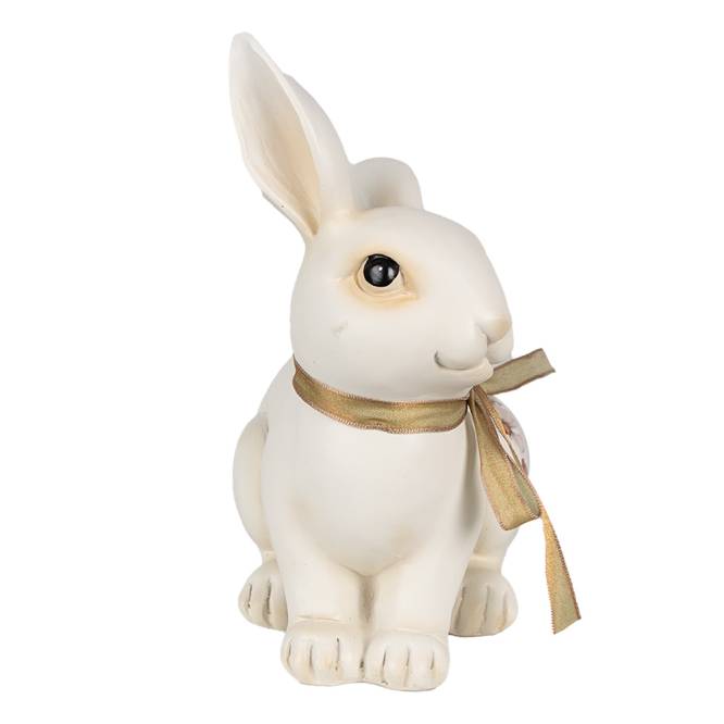 Decoratiune Pasti iepuras alb cu modele florale, 19 cm