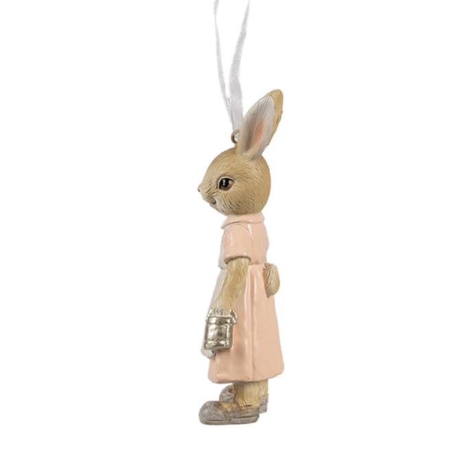 Decoratiune Pasti fetita iepuras de agatat cu cos si stropitoare, 12 cm