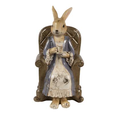 Decoratiune Pasti doamna iepuras pe fotoliu, model antichizat, 18 cm
