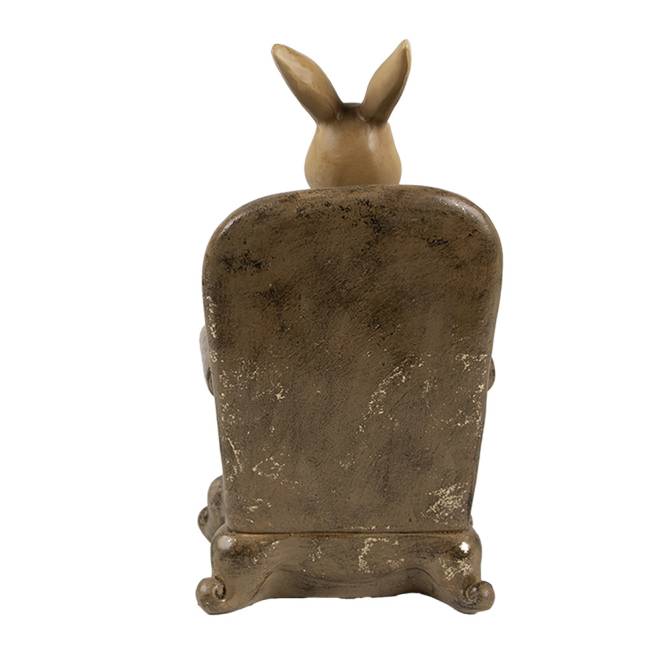 Decoratiune Pasti doamna iepuras pe fotoliu, model antichizat, 18 cm