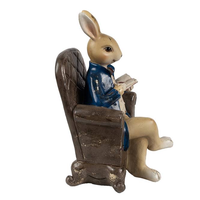 Decoratiune Pasti domn iepuras pe fotoliu, model antichizat, 18 cm