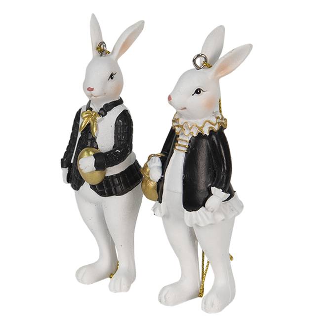 Set 2 figurine Pasti de agatat, iepurasi eleganti, 10 cm