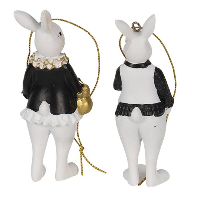 Set 2 figurine Pasti de agatat, iepurasi eleganti, 10 cm