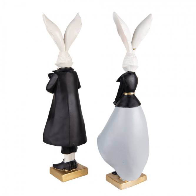 Set decoratiuni Paste Cuplu Iepurasi fashion polirasina 47 cm