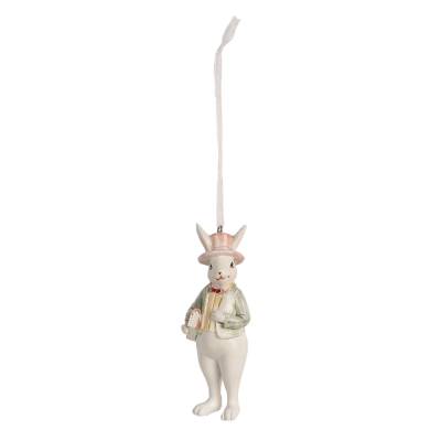 Decoratiune Pasti de agatat iepuras cu joben, 10 cm