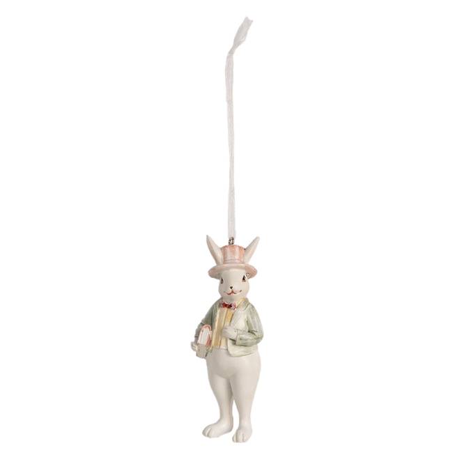Decoratiune Pasti de agatat iepuras cu joben, 10 cm