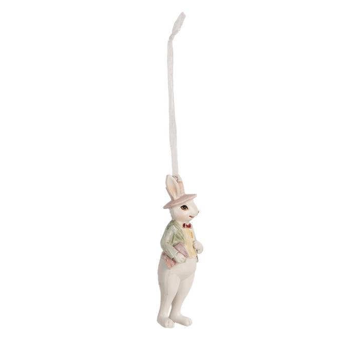 Decoratiune Pasti de agatat iepuras cu joben, 10 cm