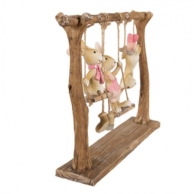 Decoratiune Pasti cu 3 iepurasi pe leagane 26 cm