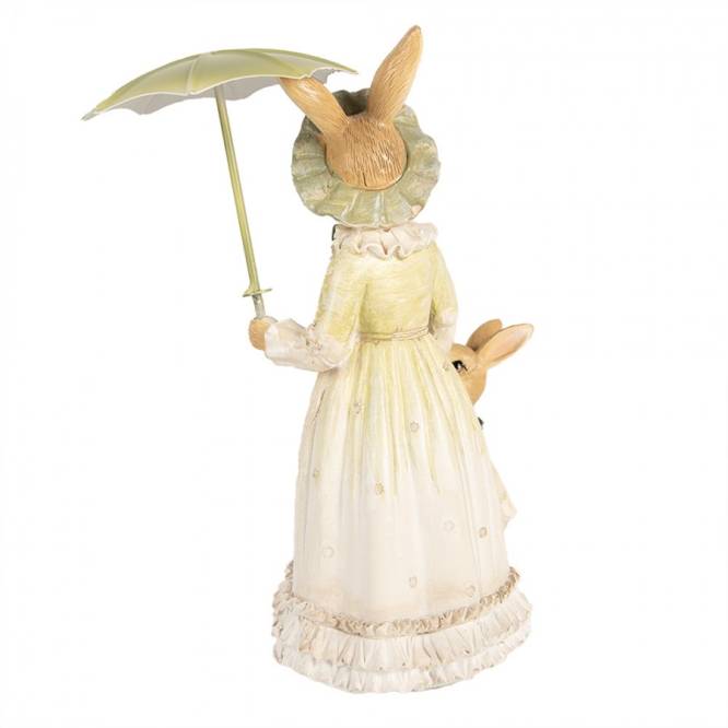 Decoratiune Pasti mama iepuroaica cu puiul, sub umbreluta, 21 cm