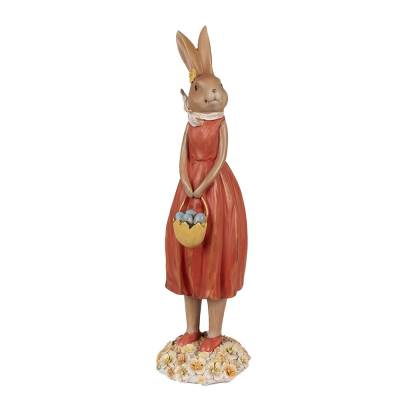 Decoratiune Pasti iepuroaica cu cosulet cu oua 33 cm