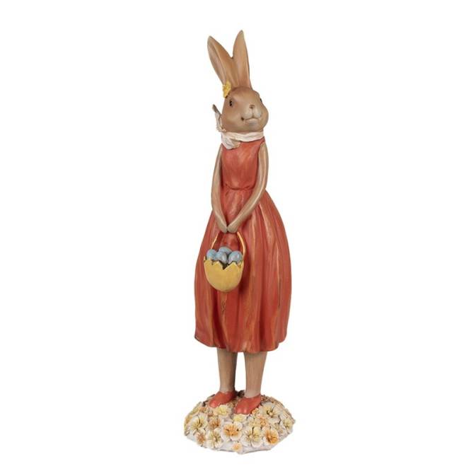 Decoratiune Pasti iepuroaica cu cosulet cu oua 33 cm