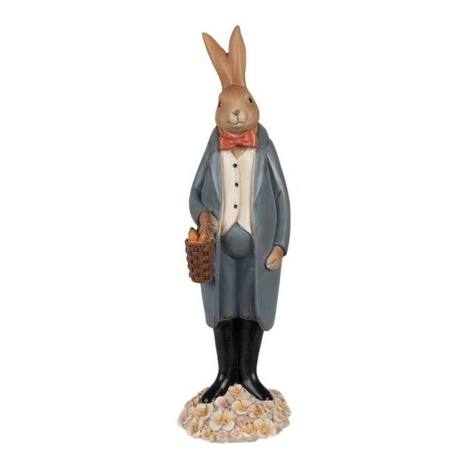 Decoratiune Pasti iepuras cu cosulet cu morcovi 34 cm