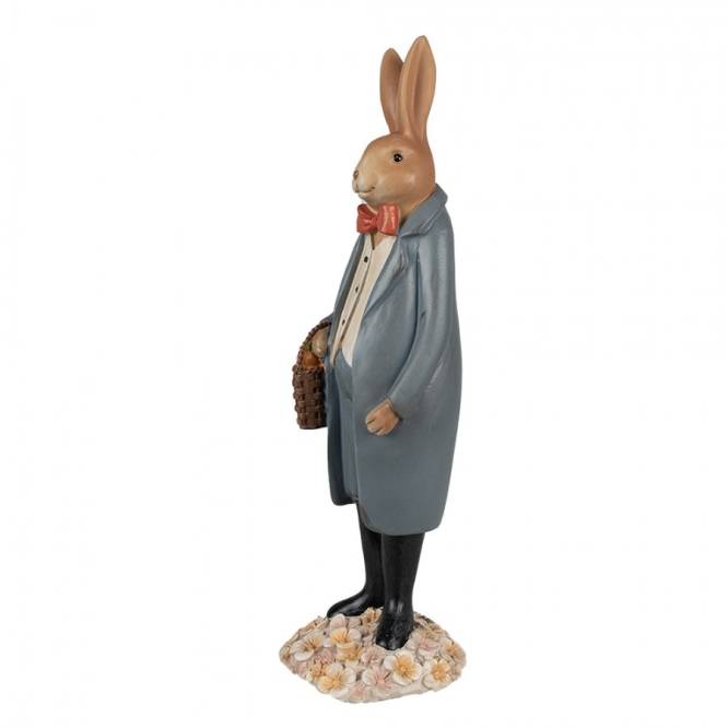Decoratiune Pasti iepuras cu cosulet cu morcovi 34 cm