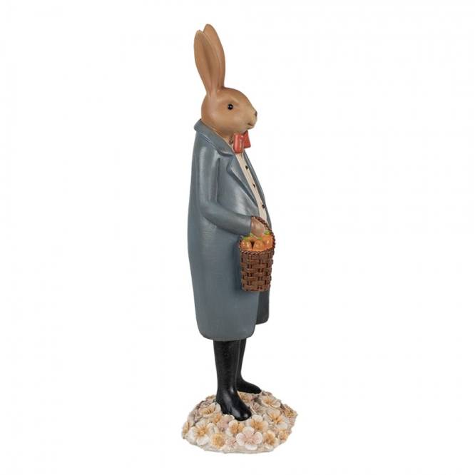 Decoratiune Pasti iepuras cu cosulet cu morcovi 34 cm