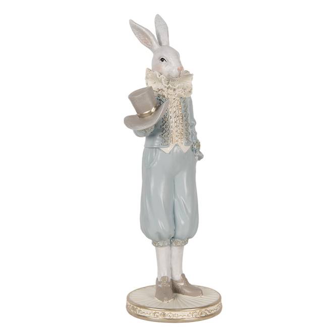 Decoratiune Pasti iepuras in costum bleu, 31 cm