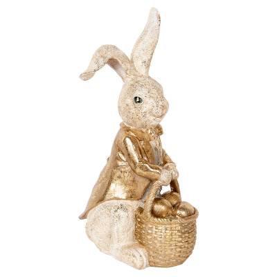 Decoratiune Pasti iepuras cu oua, auriu, model antichizat, 51 cm