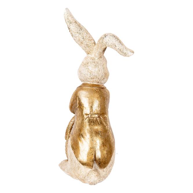 Decoratiune Pasti iepuras cu oua, auriu, model antichizat, 51 cm