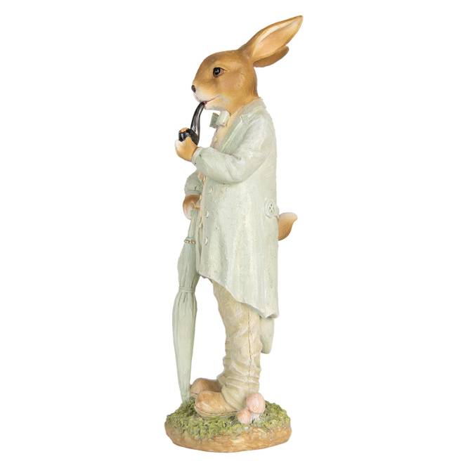 Decoratiune Pasti iepure la plimbare, model rustic, 33 cm