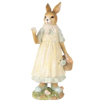 Decoratiune Pasti Doamna Iepuras la plimbare, model rustic, 32 cm