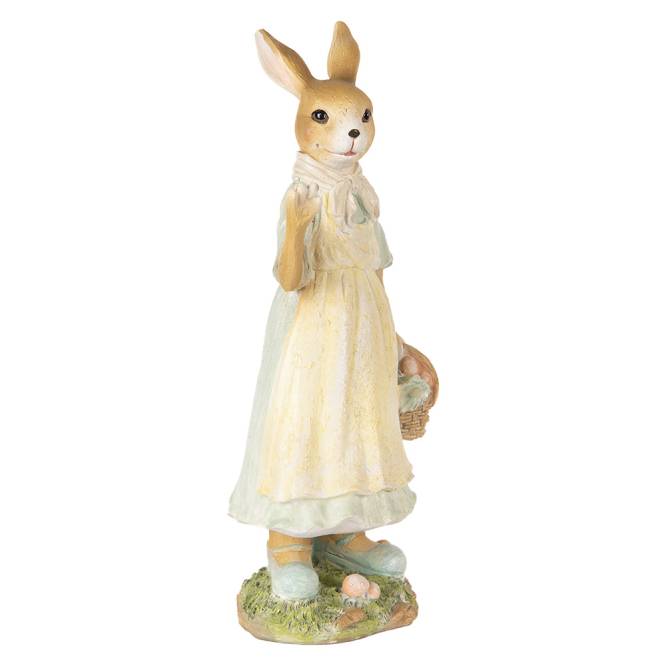 Decoratiune Pasti Doamna Iepuras la plimbare, model rustic, 32 cm