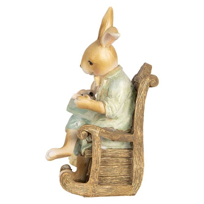 Decoratiune Pasti iepurasi citind o carte, 17 cm