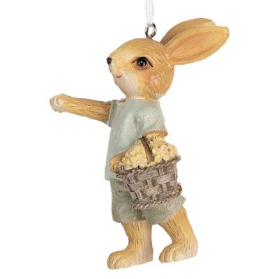 Decoratiune Pasti de agatat iepuras cu cosulet, 8 cm
