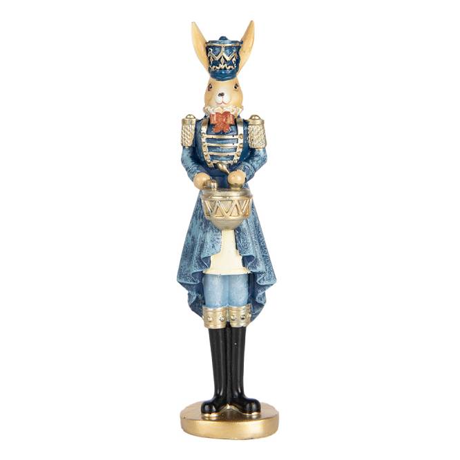 Decoratiune Pasti Doamna iepuras in costum albastru de ofiter, 18 cm