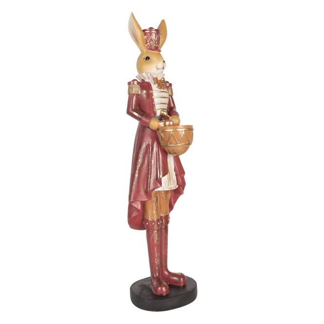 Decoratiune Pasti iepuras in costum rosu de ofiter, 48 cm