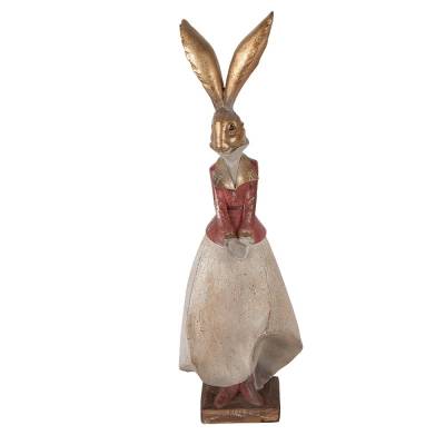 Decoratiune Pasti Doamna Iepuras eleganta, model antichizat, 46 cm
